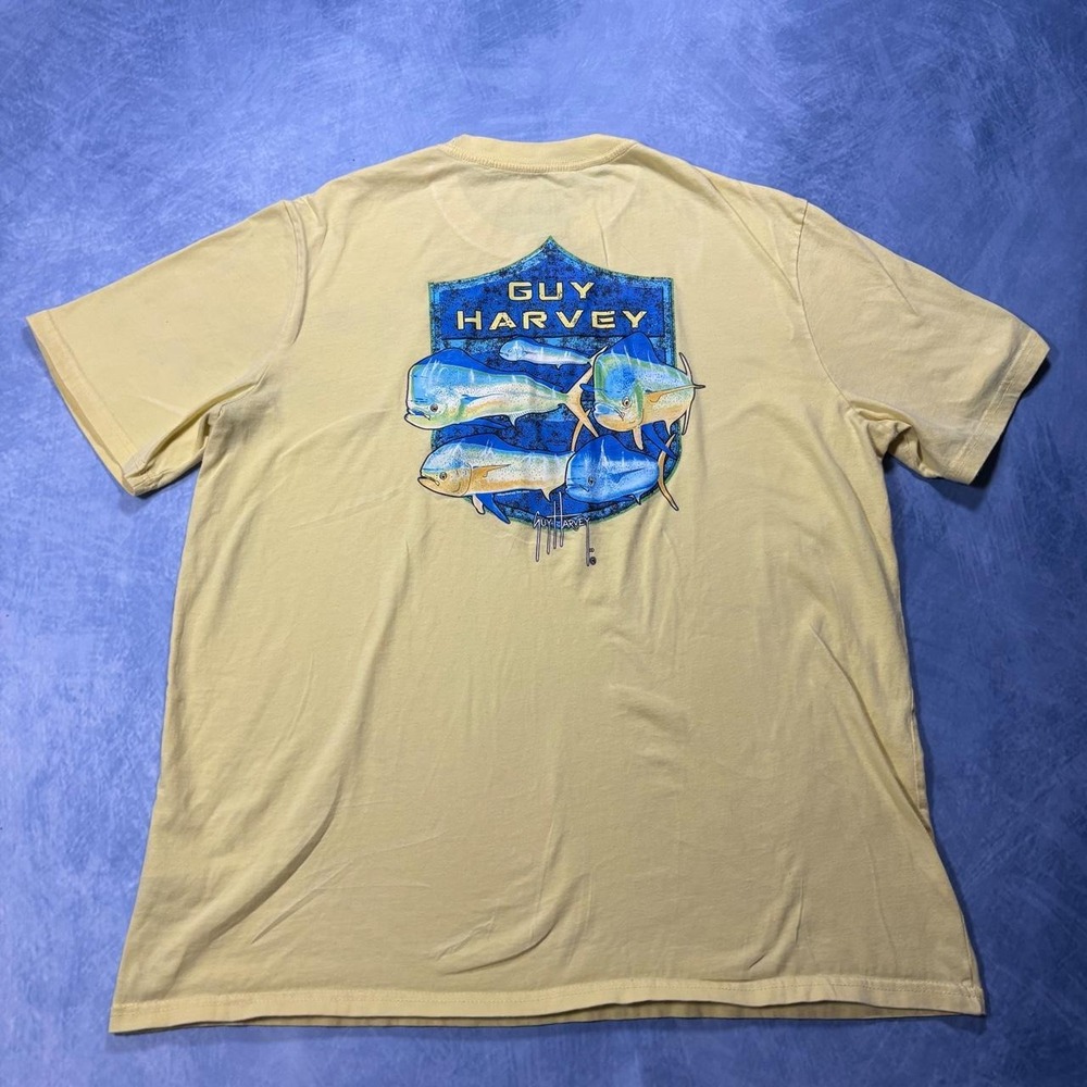 Guy Harvey fish design yellow & blue t-shirt